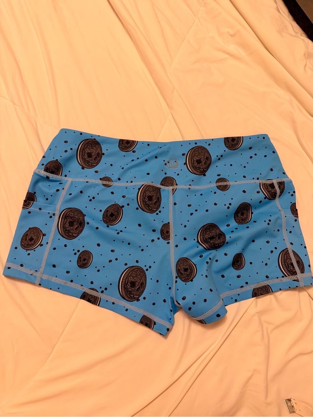Cookie Print Blue Workout Shorts - Feed Me Fight Me fmfm medium - Picture 4 of 8